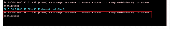 An Attempt Was Made to Access a Socket in a Way Forbidden by its Access Permissions