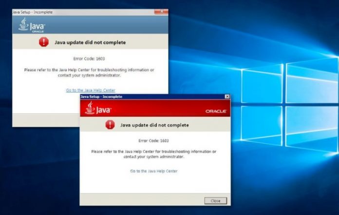 Java Update Error 1603